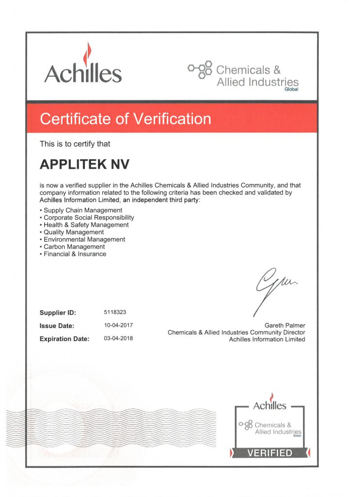 AppliTek acquires prestigious Achilles certificate